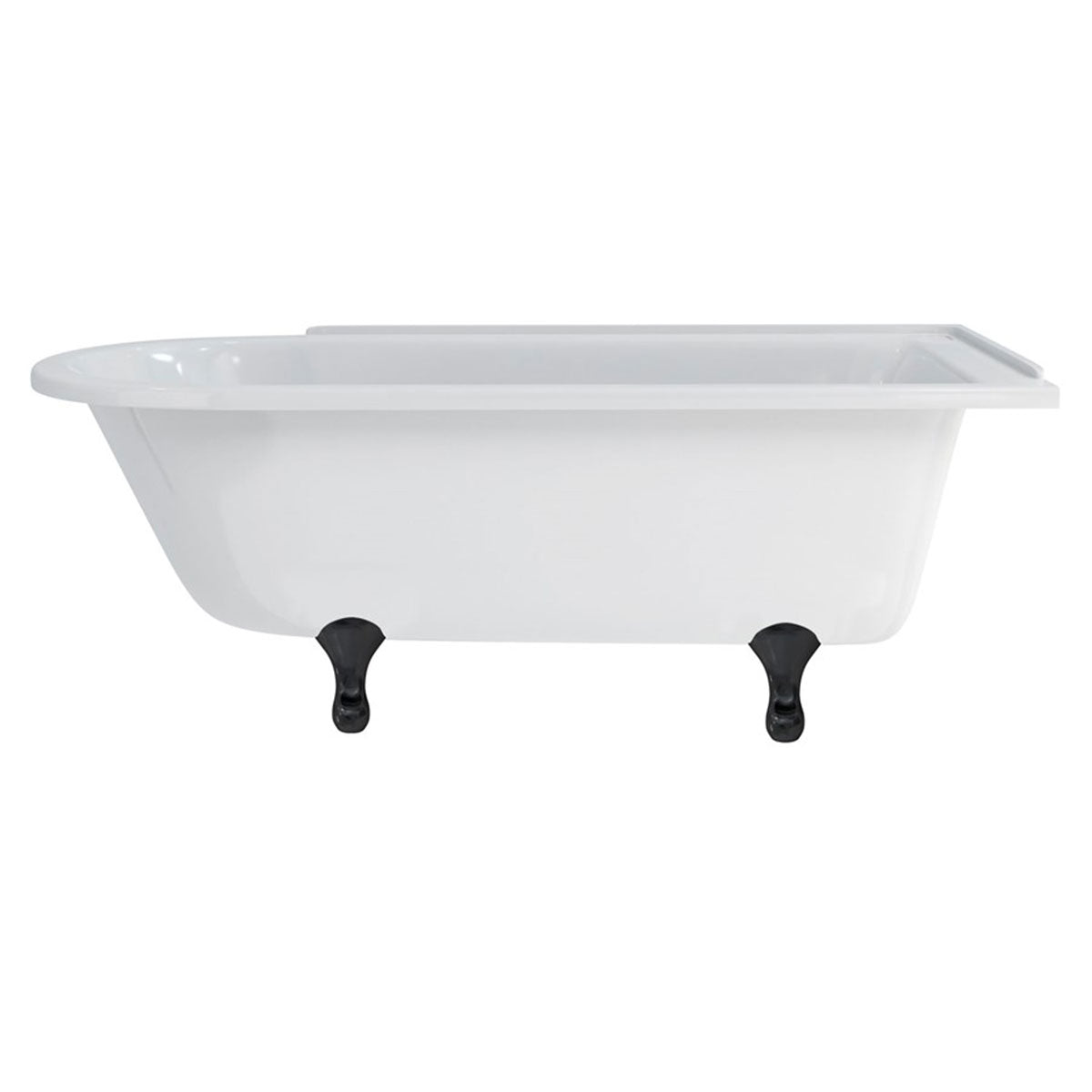 Burlington Hampton Right 1700mm Classical Feet Black Deluxe Bathrooms Ireland