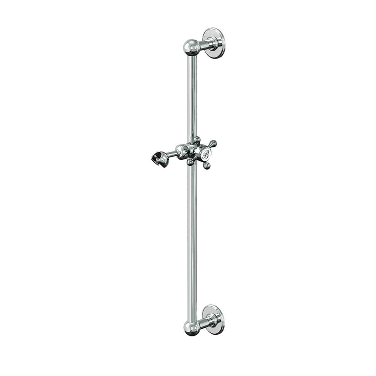 Burlington Slide Rail With Handset Holder Chrome with White Accent Deluxe Bathrooms Ireland