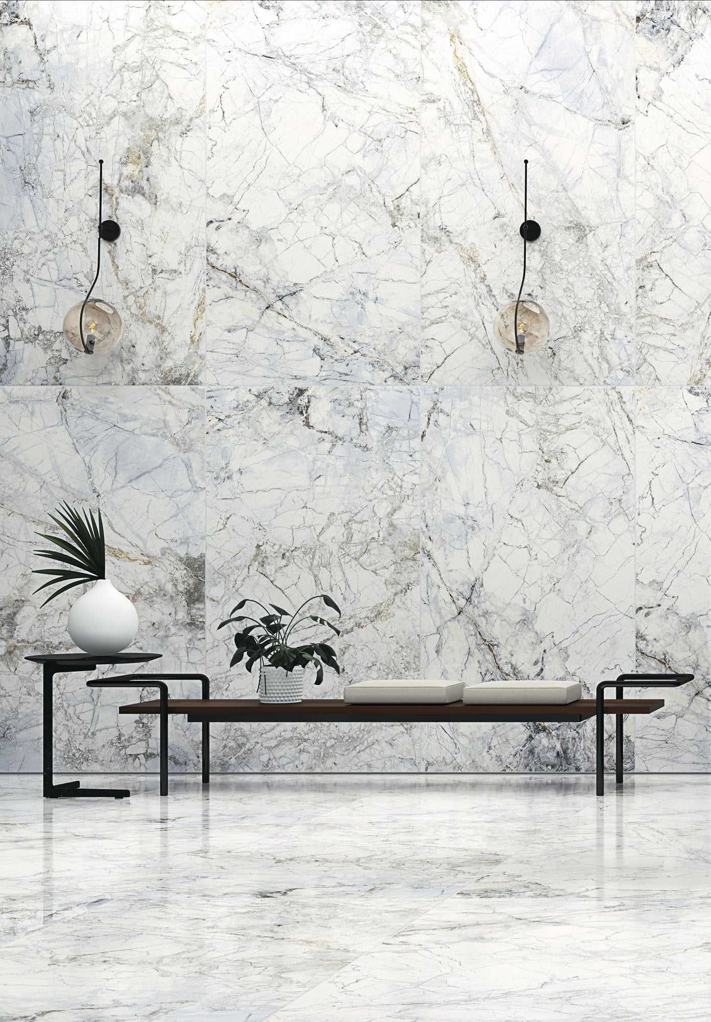 Supreme 4D Shaped Matt White Marble Tile 100 x 100cm