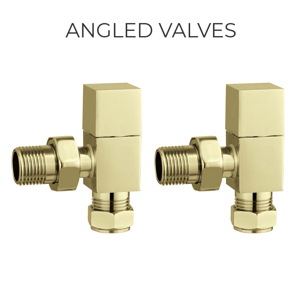Camden Angled Rad Valves Brushed Brass