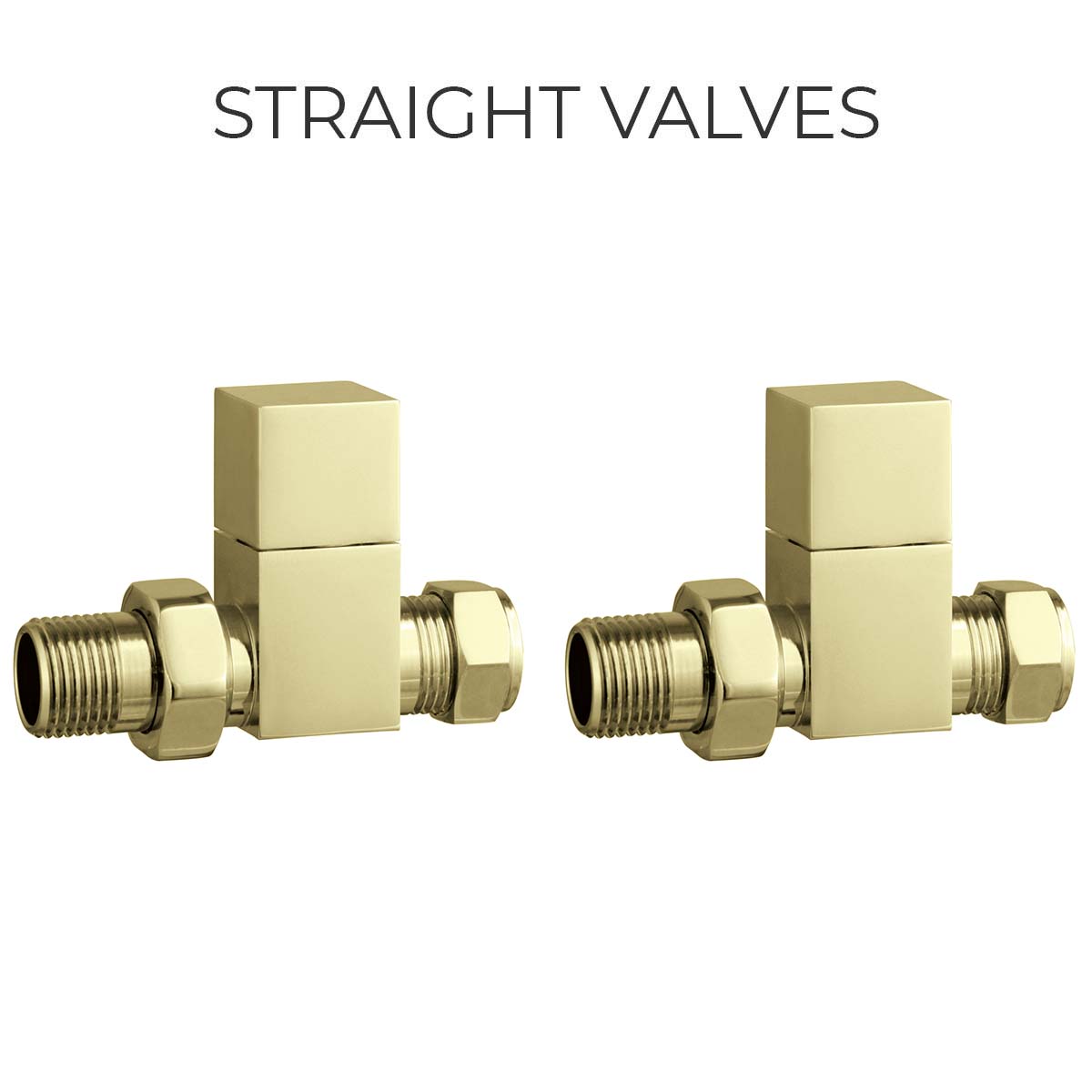 Camden Straight Rad Valves Brushed Brass