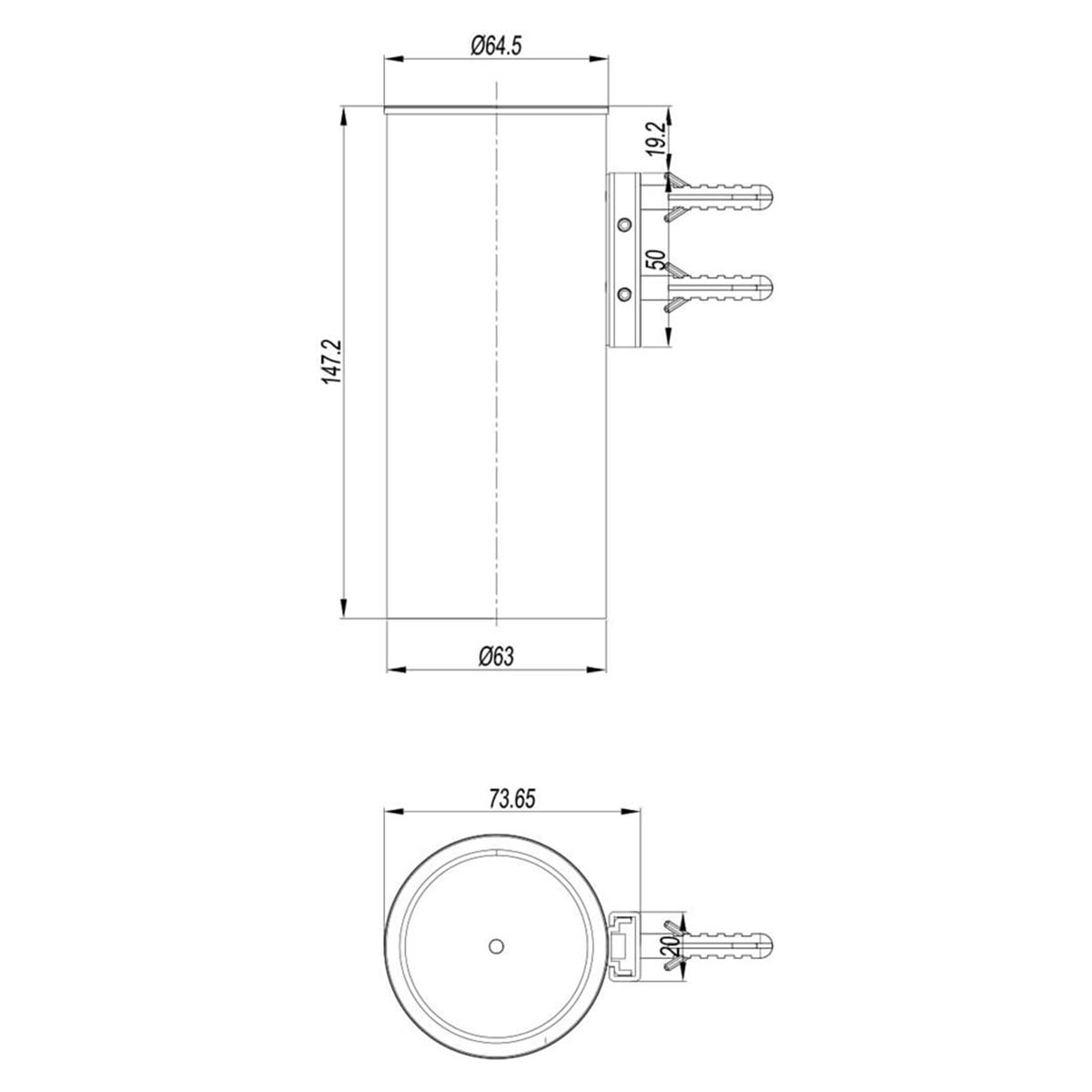 Crosswater 3ONE6 Tumbler Holder 316 Stainless Steel Dimensions