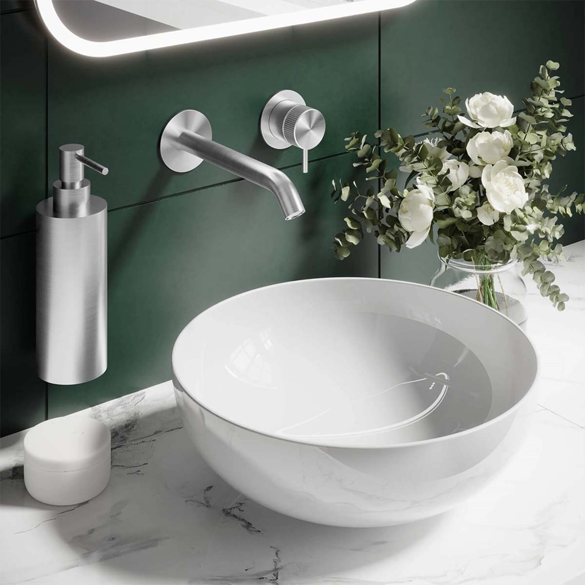 Crosswater 3ONE6 2 Hole Wall Mounted Basin Mixer Tap - 316 Stainless Steel Lifestyle