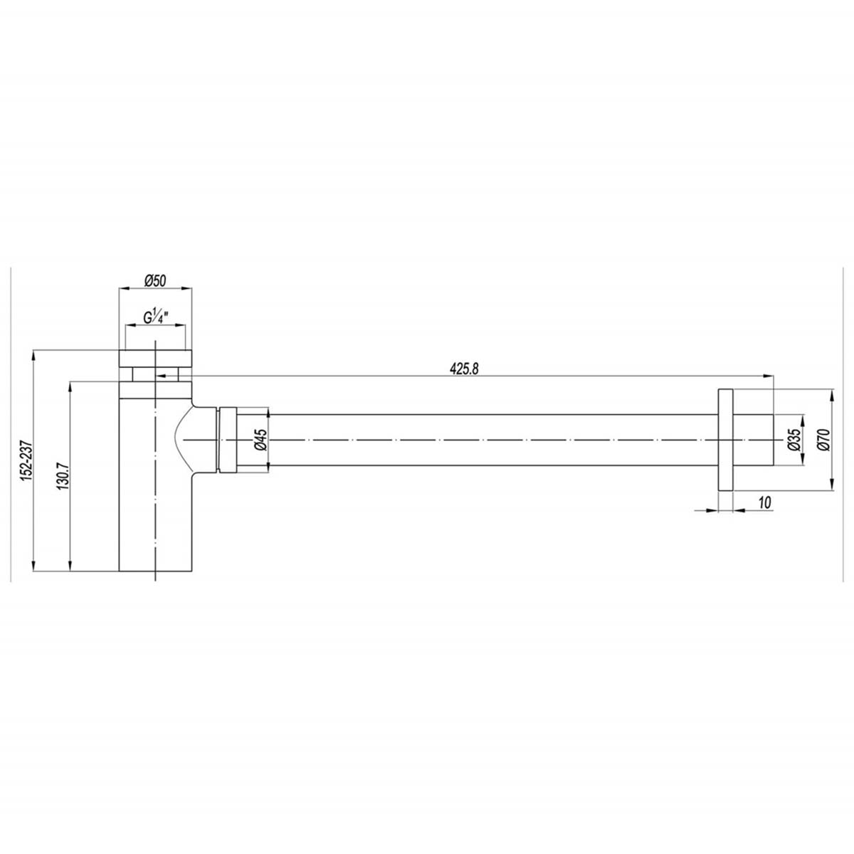 Crosswater 3one6 Tall Basin Bottle Trap Stainless Steel Dimensions