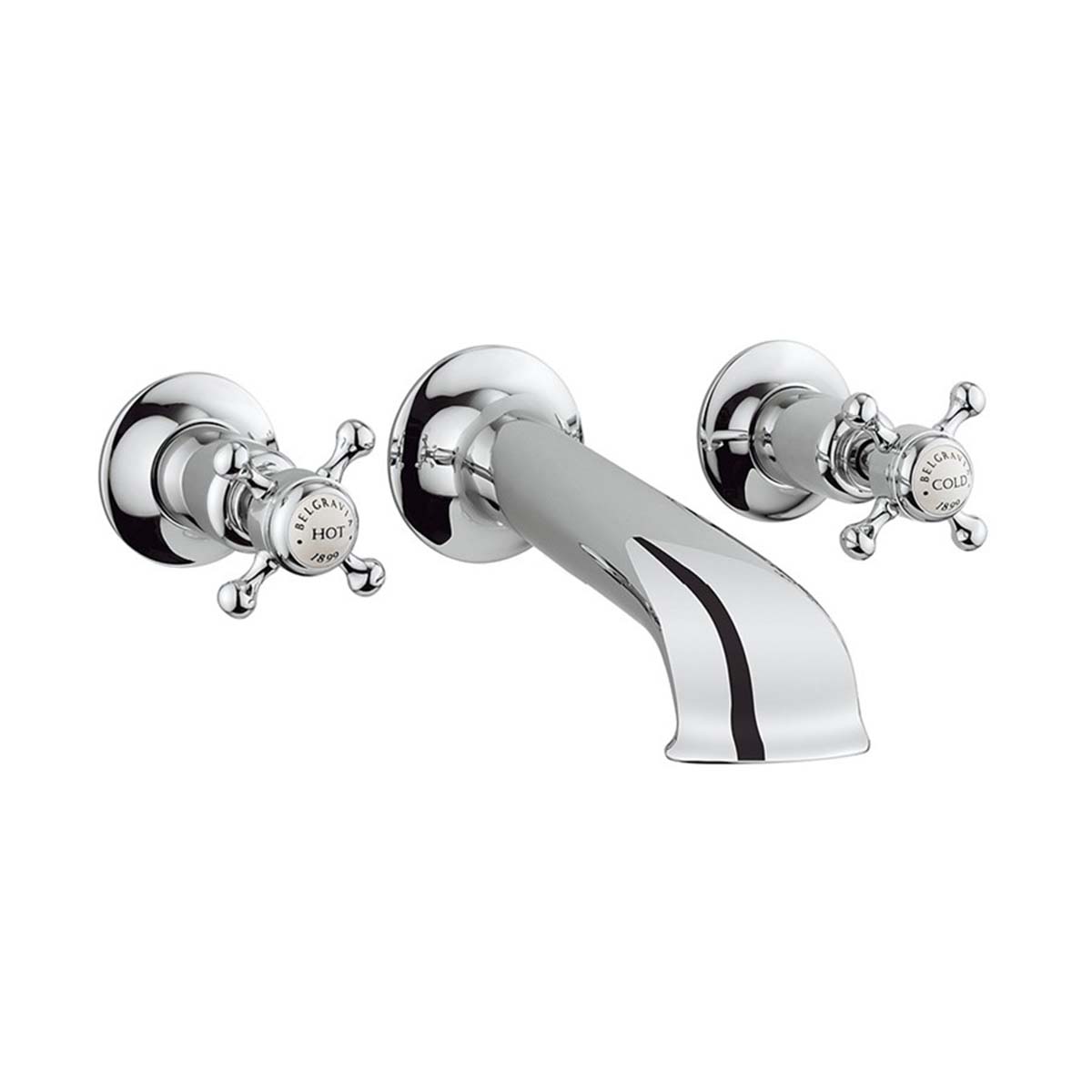 Crosswater Belgravia Crosshead 3 Hole Wall Mounted Bath Filler Chrome