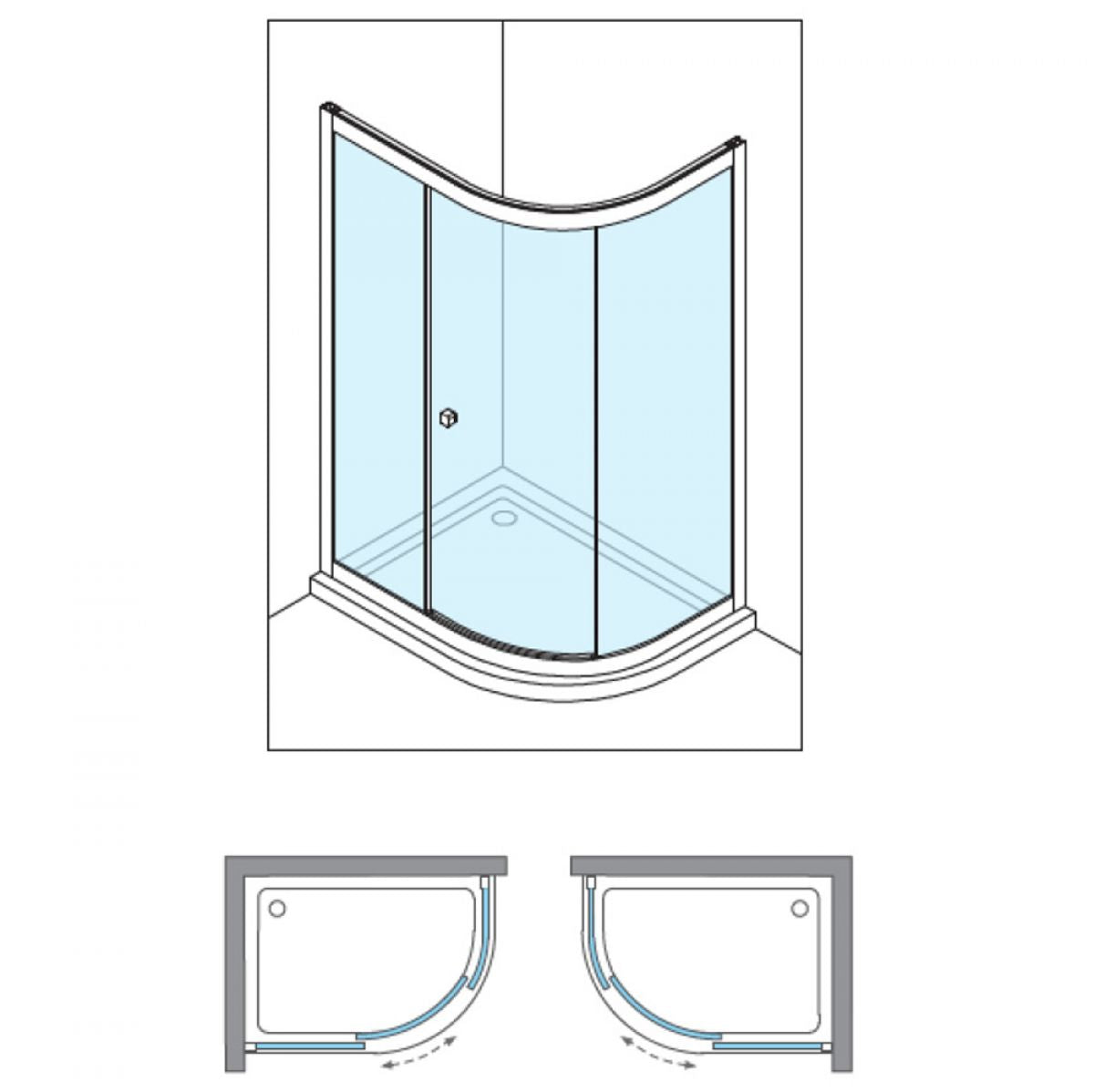 Crosswater Clear 6 Offset Quadrant Shower Door Matt Black Technical