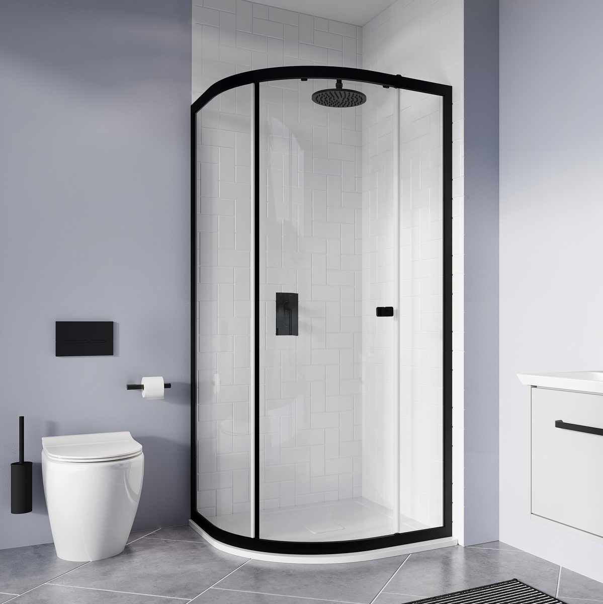 Crosswater Clear 6 Quadrant Shower Door Matt Black Lifestyle