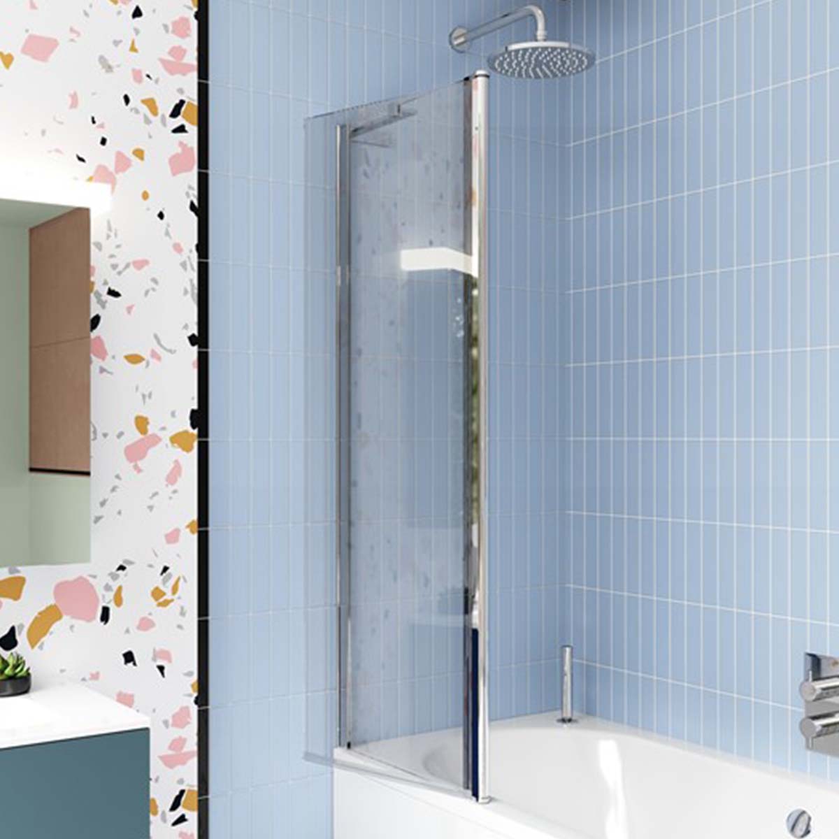 Crosswater Design 8 Double Panel Hinged Bath Screen Silver