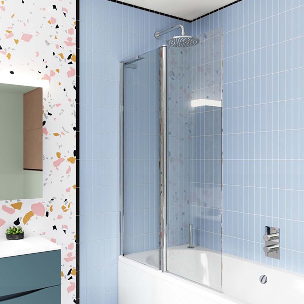 Crosswater Design 8 Double Panel Folding Pivot Shower Bath Screen Chrome