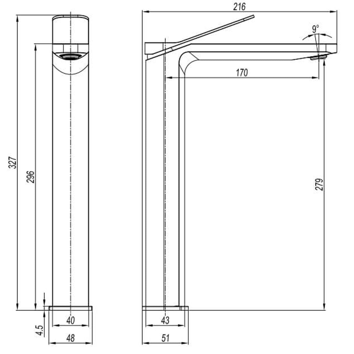 Crosswater Glide II Tall Basin Mixer Tap Monobloc Diagram