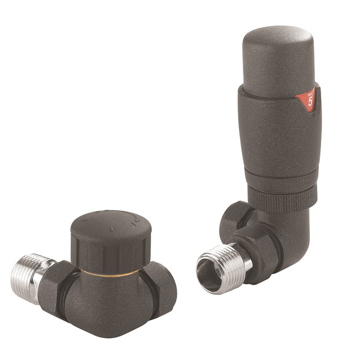 Crosswater Kai Thermostatic Corner Radiator Valve Anthracite