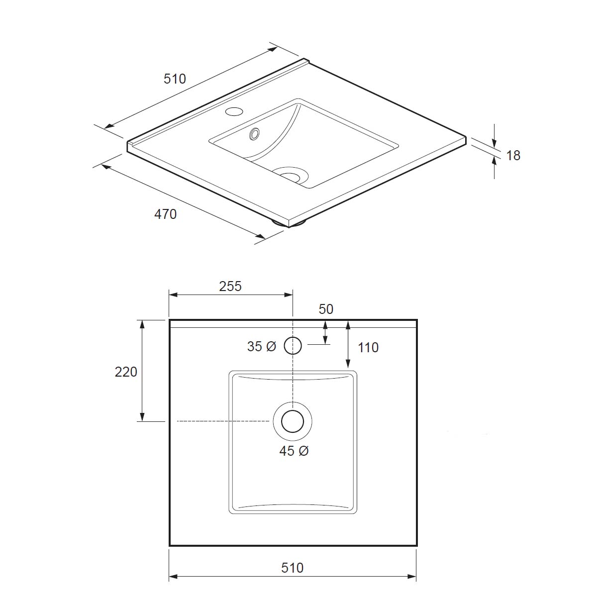 Crosswater Limit 1-Drawer Wall Hung Vanity Unit With Ceramic Basin