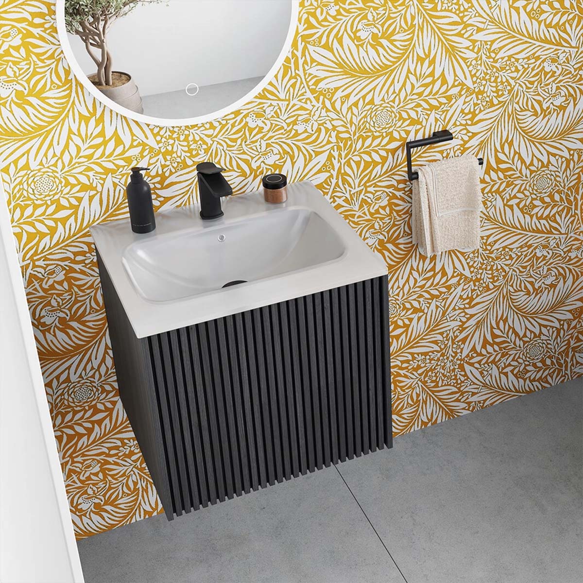 Crosswater Limit 500mm Single Drawer Wall Hung Vanity Unit With Ice White Glass Basin Steelwood Lifestyle