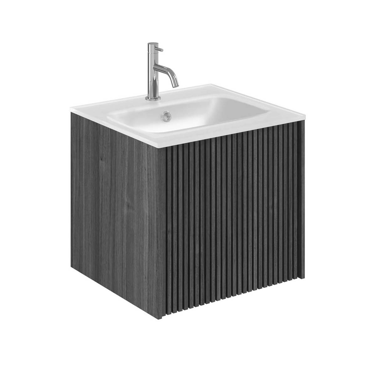 Crosswater Limit 500mm Single Drawer Wall Hung Vanity Unit With Ice White Glass Basin Steelwood