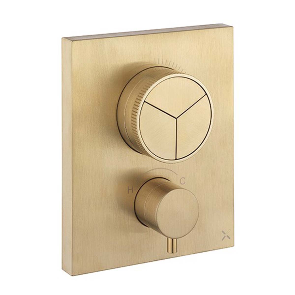 Crosswater MPRO 3 Outlet Push Button Shower Set Valve Brushed Brass