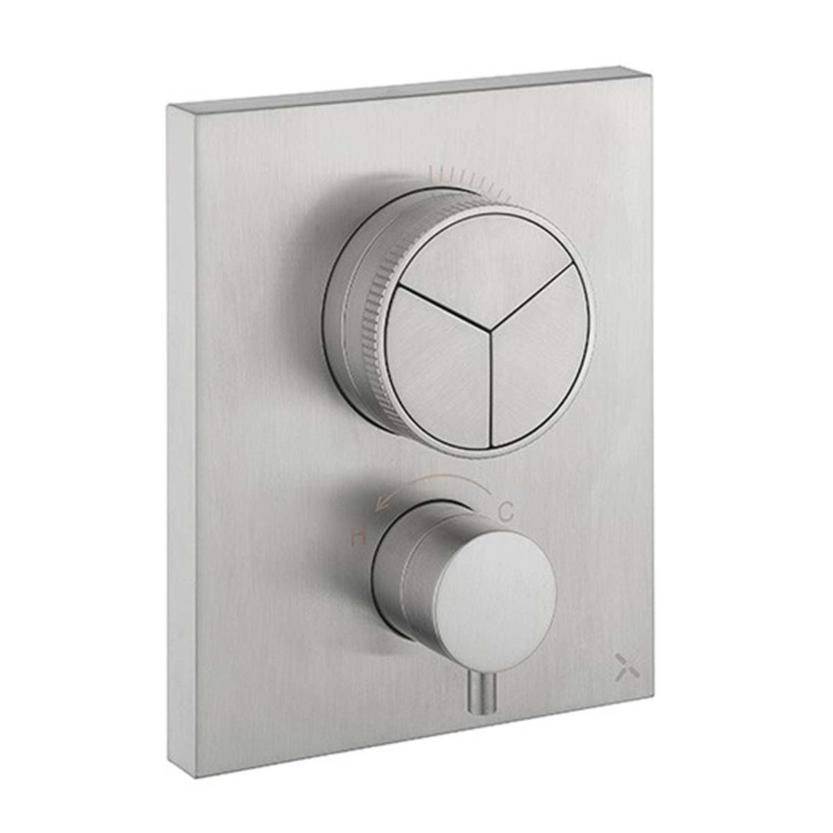 Crosswater MPRO 3 Outlet Push Button Shower Set Valve Brushed Stainless Steel