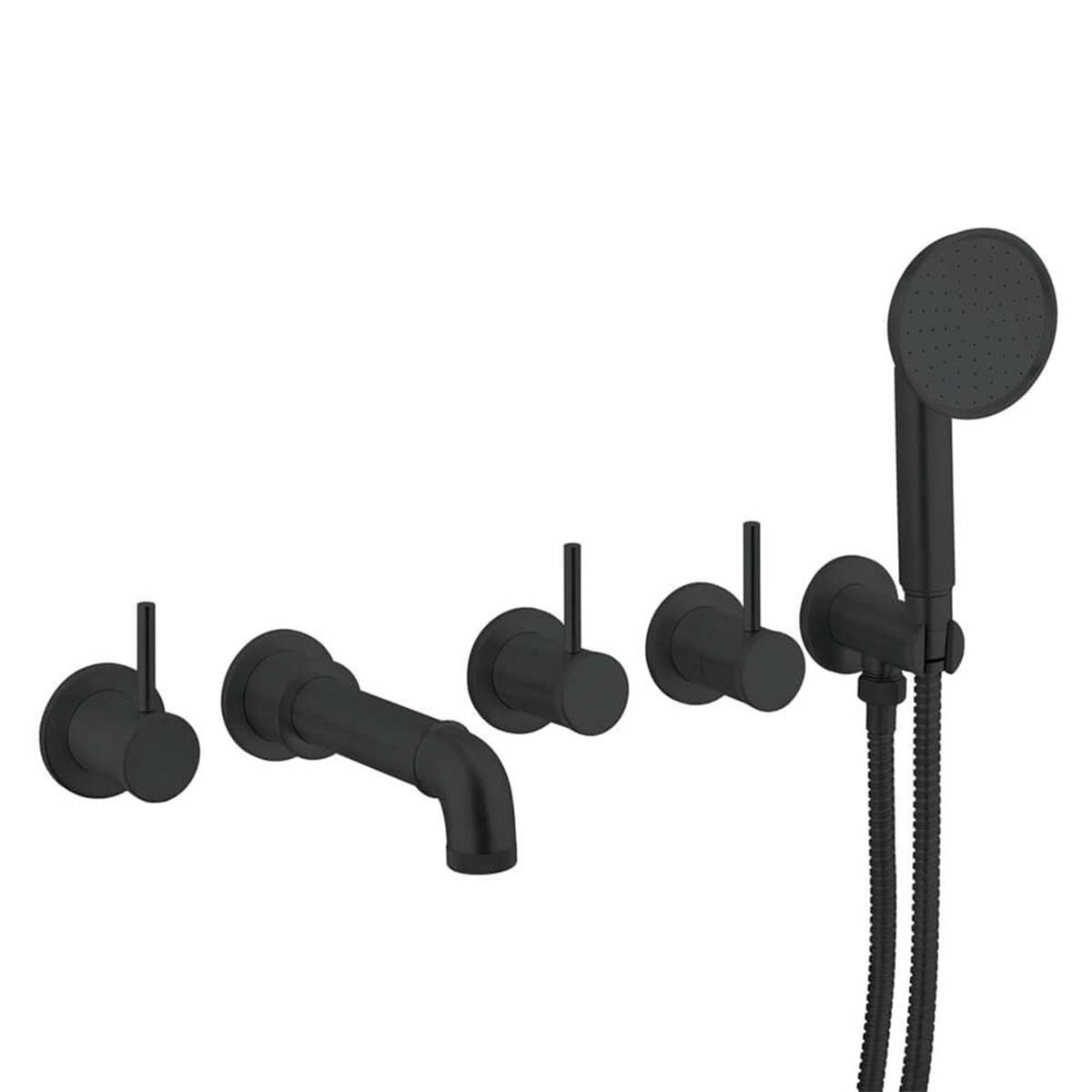 Crosswater MPRO Industrial 5 Hole Bath Filler with Spout and Handset Carbon Black