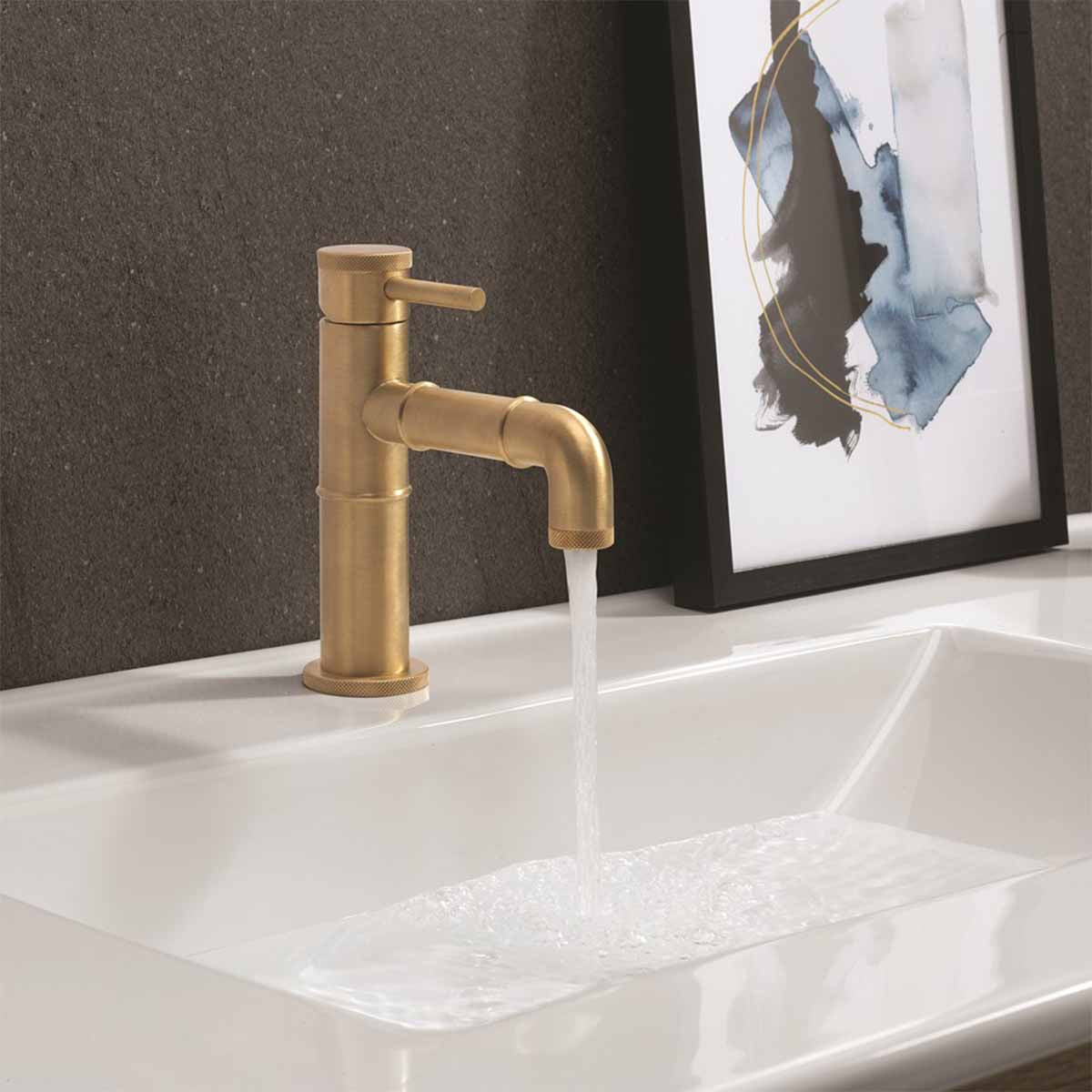 Crosswater MPRO Industrial Basin Mono Mixer Tap Unlacquered Brass Lifestyle
