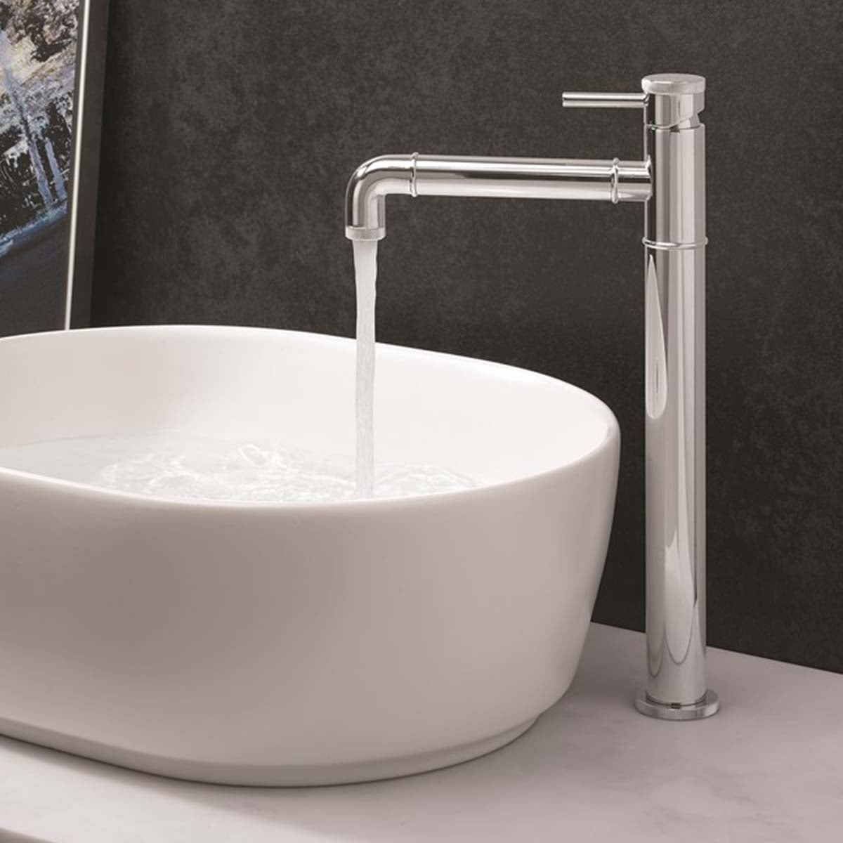 Crosswater MPRO Industrial Basin Tall Mono Mixer Tap Chrome Lifestyle