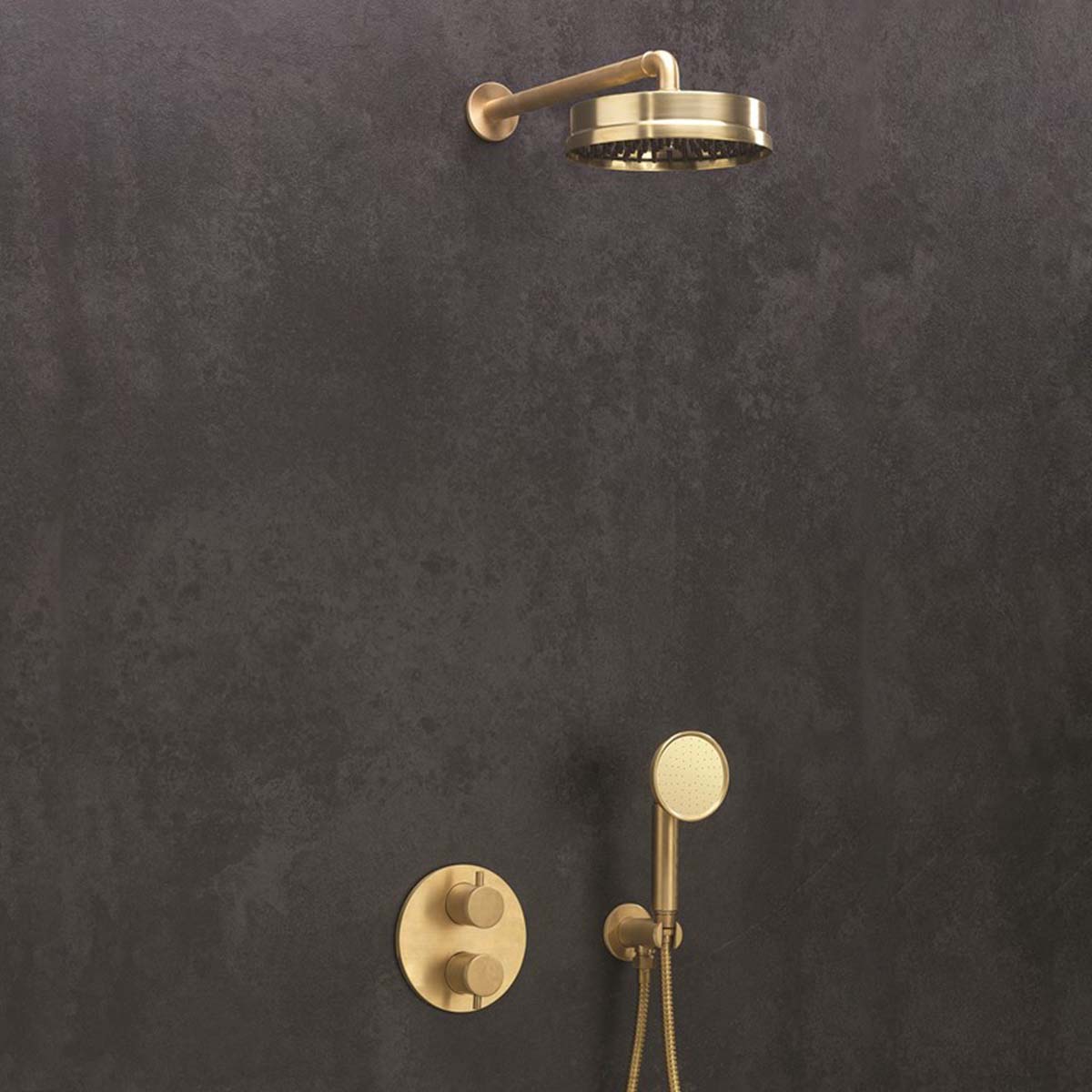 Crosswater MPRO Industrial Crossbox 2 Outlet Multi flow Valve Unlacquered Brass Lifestyle