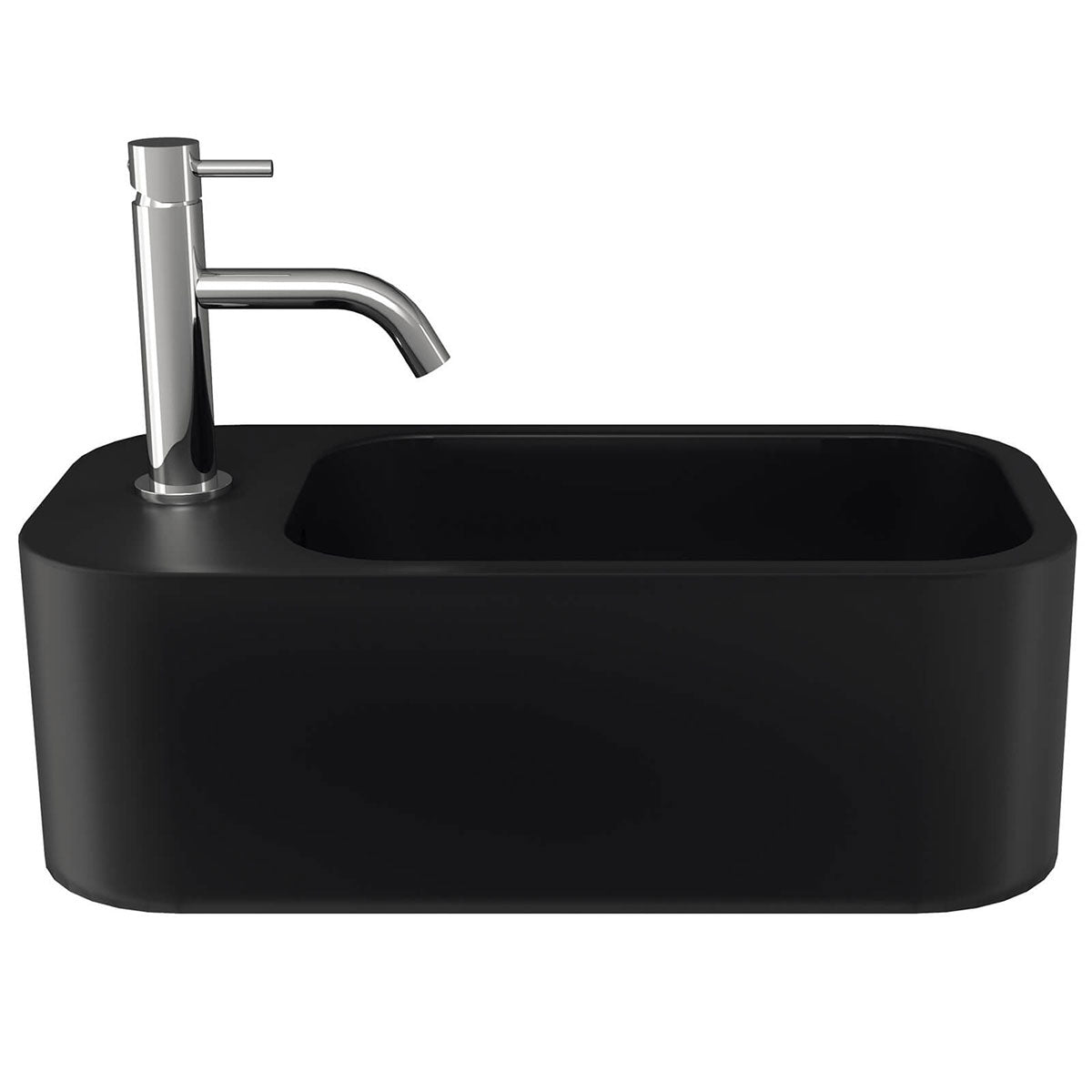 Crosswater Popolo Cloakroom Basin Matt Black Left Handed