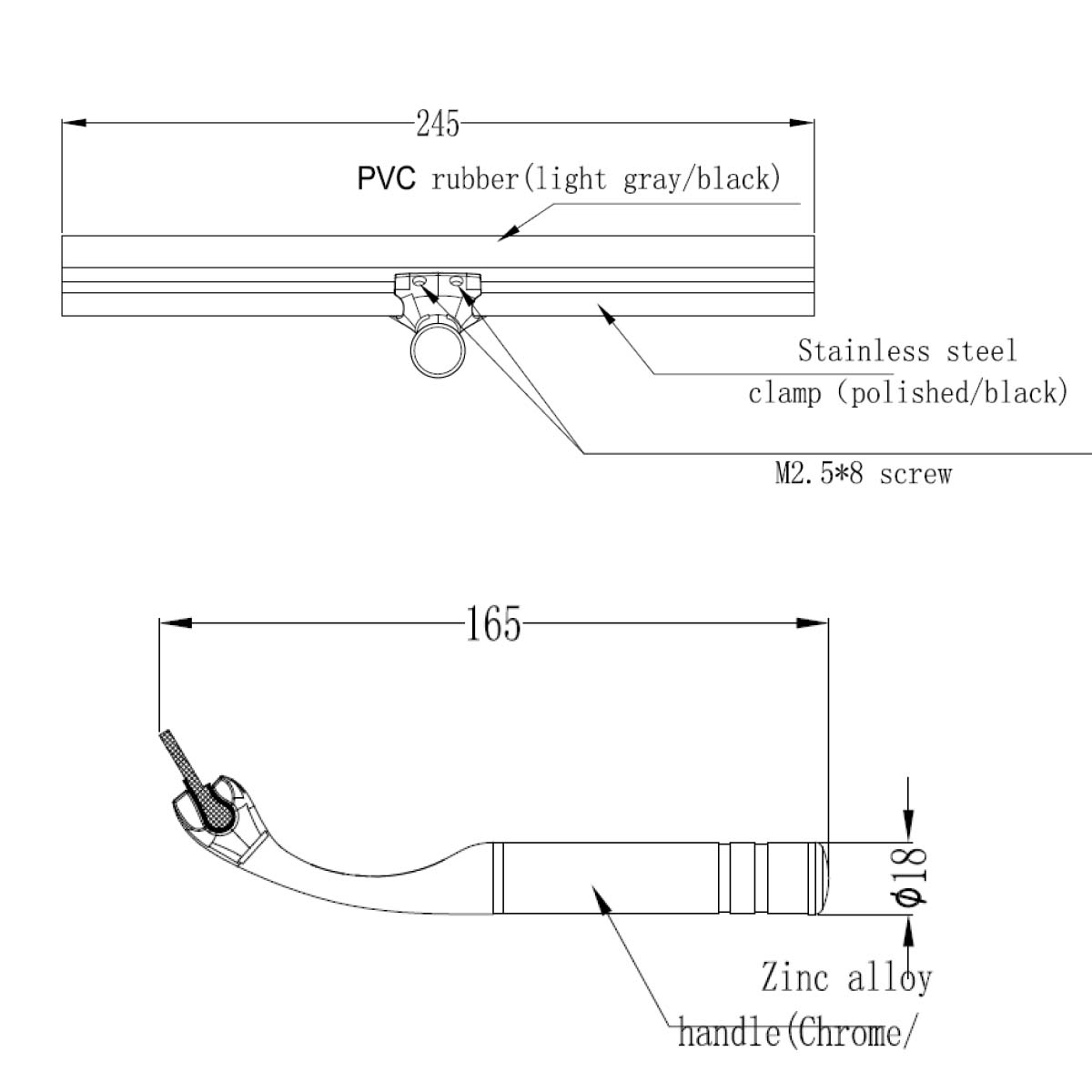 Crosswater Shower Door Squeegy with Wall Bracket Dimensions