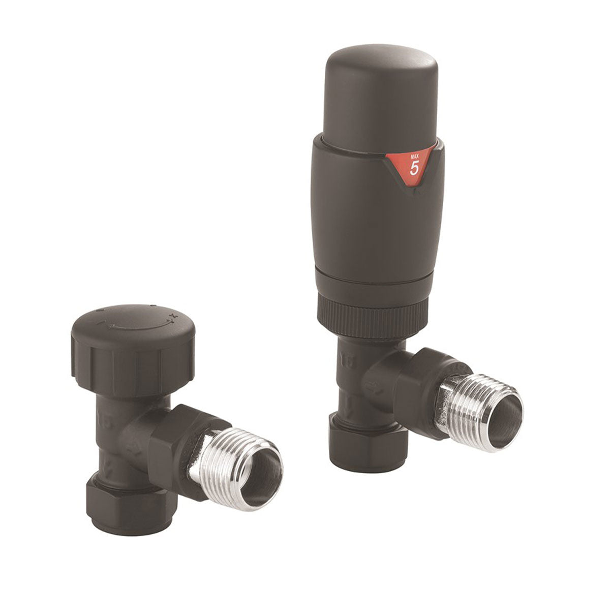 Crosswater Thermostatic Angled Radiator Valve Matt Black