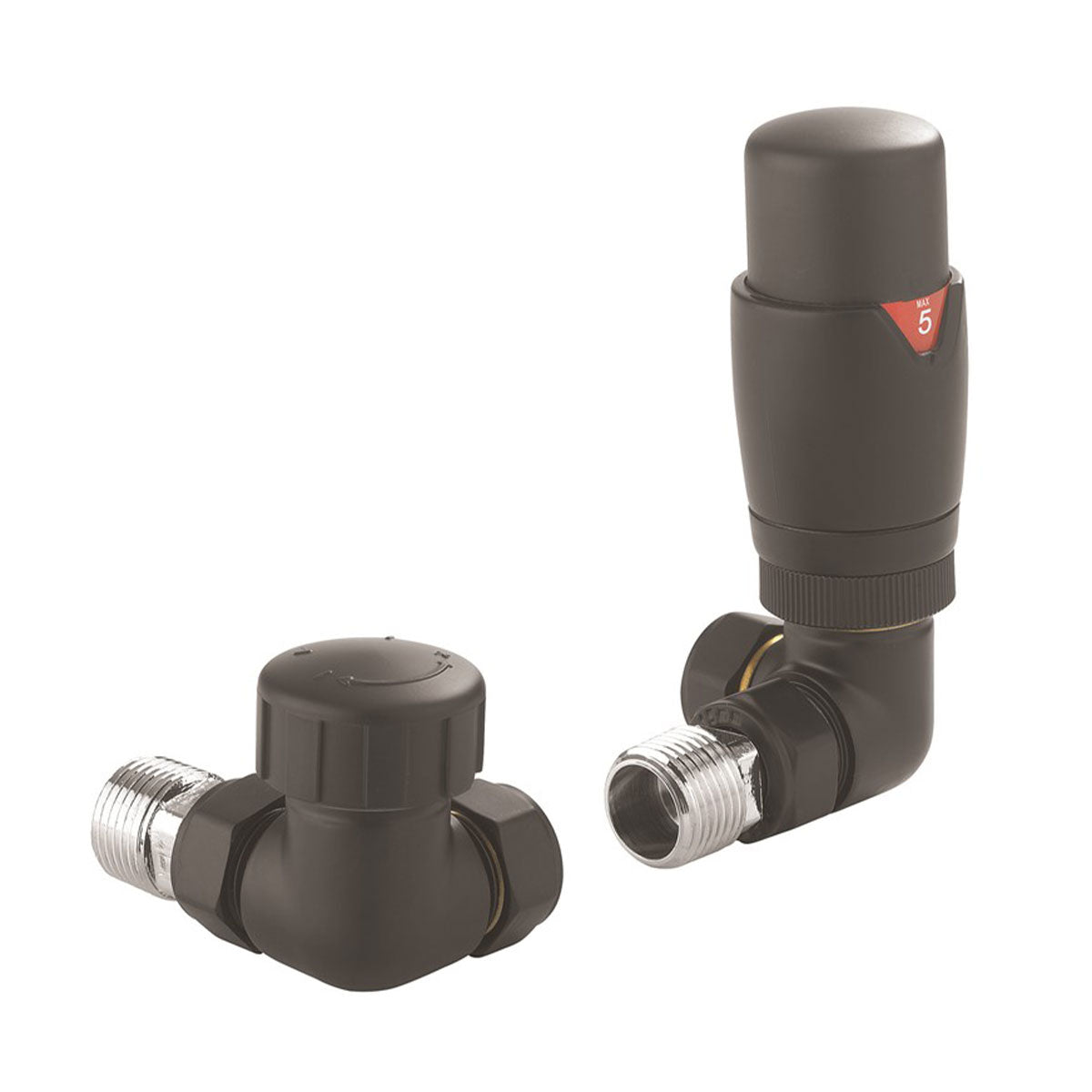 Crosswater Thermostatic Corner Radiator Valve Matt Black