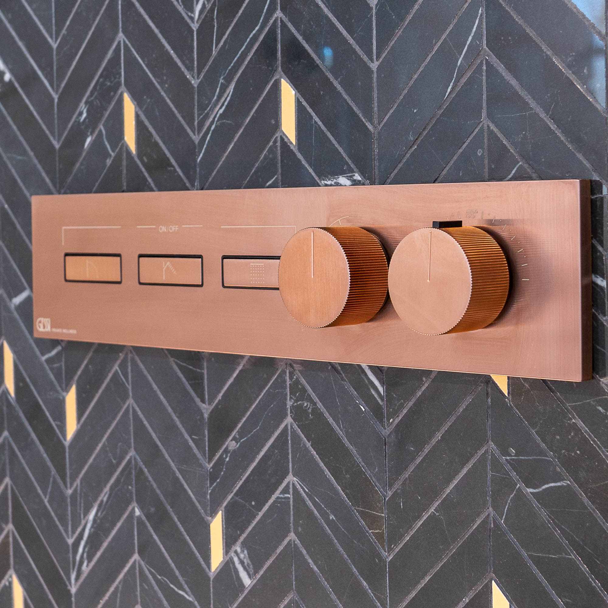 Gessi HiFi Linear 3 Way Thermostatic Shower Valve - Copper Brushed