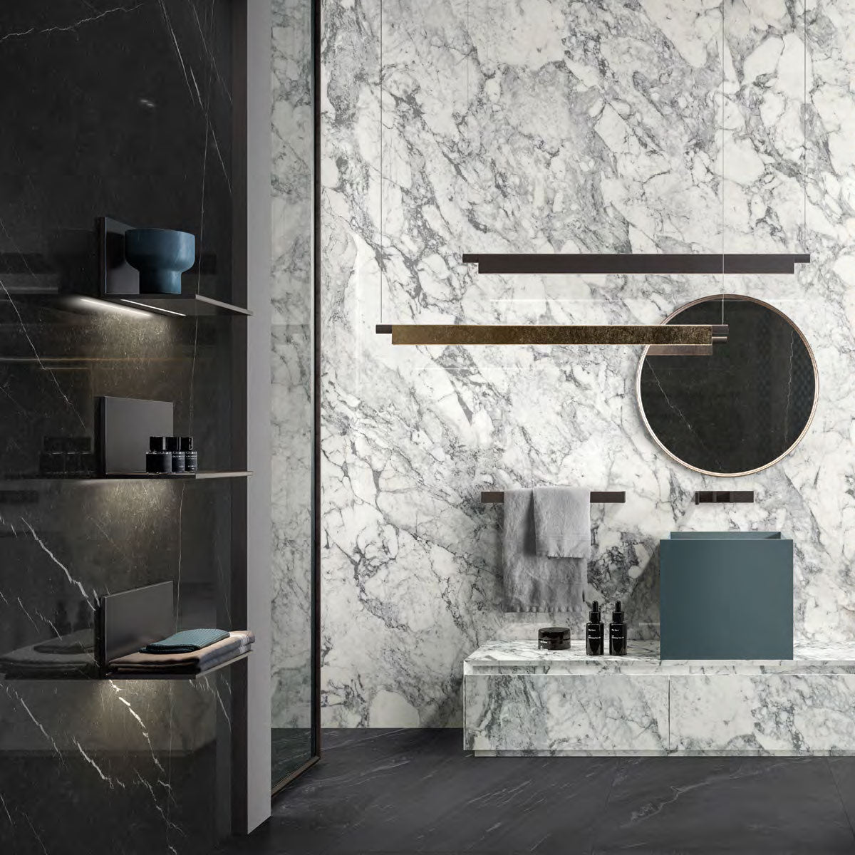 Deluxe Calacatta Cervaiole Marble Effect Porcelain Tile Feature