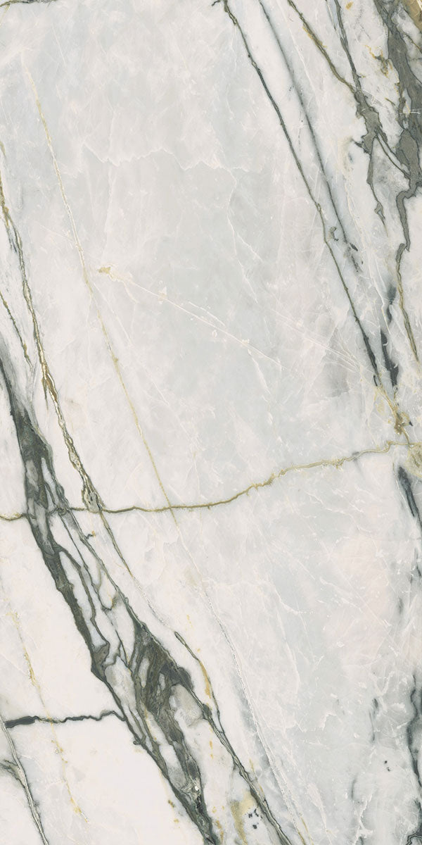 Deluxe Calacatta Green 3D Marble Effect Porcelain Tile 60x120cm Pattern