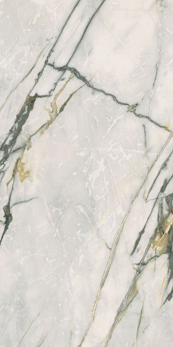 Deluxe Calacatta Green 3D Marble Effect Porcelain Tile 60x120cm Pattern