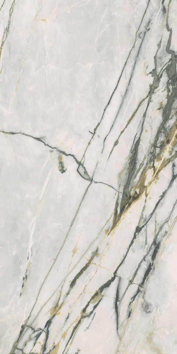 Deluxe Calacatta Green 3D Marble Effect Porcelain Tile 60x120cm Pattern