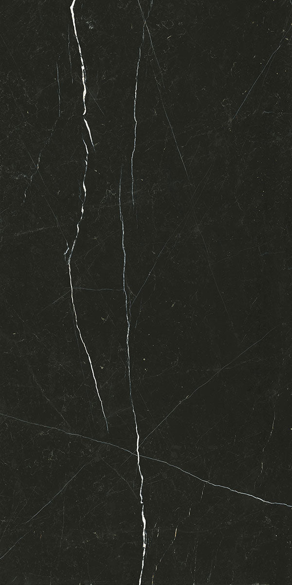 Deluxe Nero Marquinia Marble Effect Porcelain Tile 60x120cm Pattern