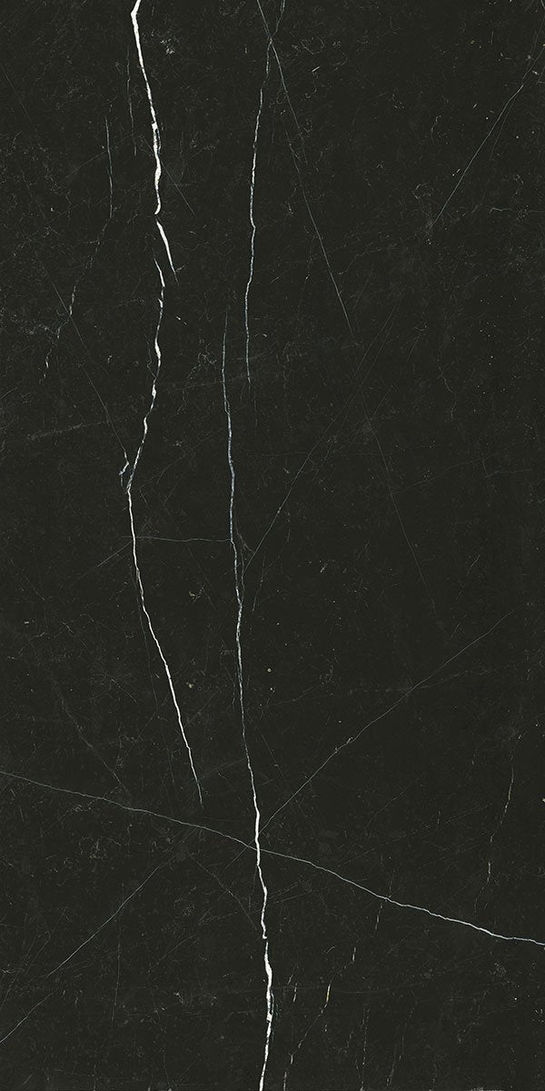 Deluxe Nero Marquinia Marble Effect Porcelain Tile 60x120cm Pattern
