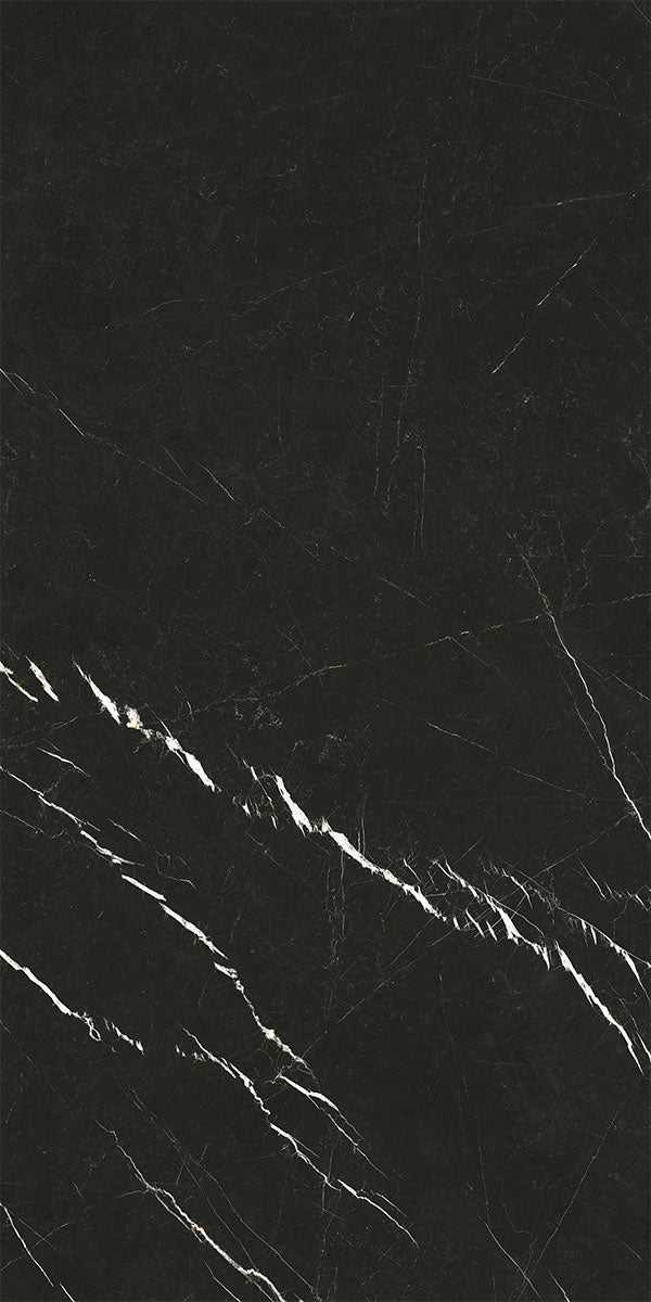 Deluxe Nero Marquinia Marble Effect Porcelain Tile 60x120cm Pattern