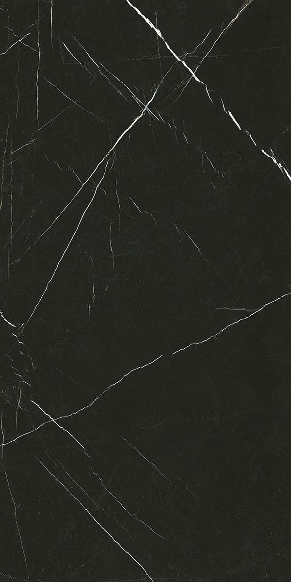 Deluxe Nero Marquinia Marble Effect Porcelain Tile 60x120cm Pattern