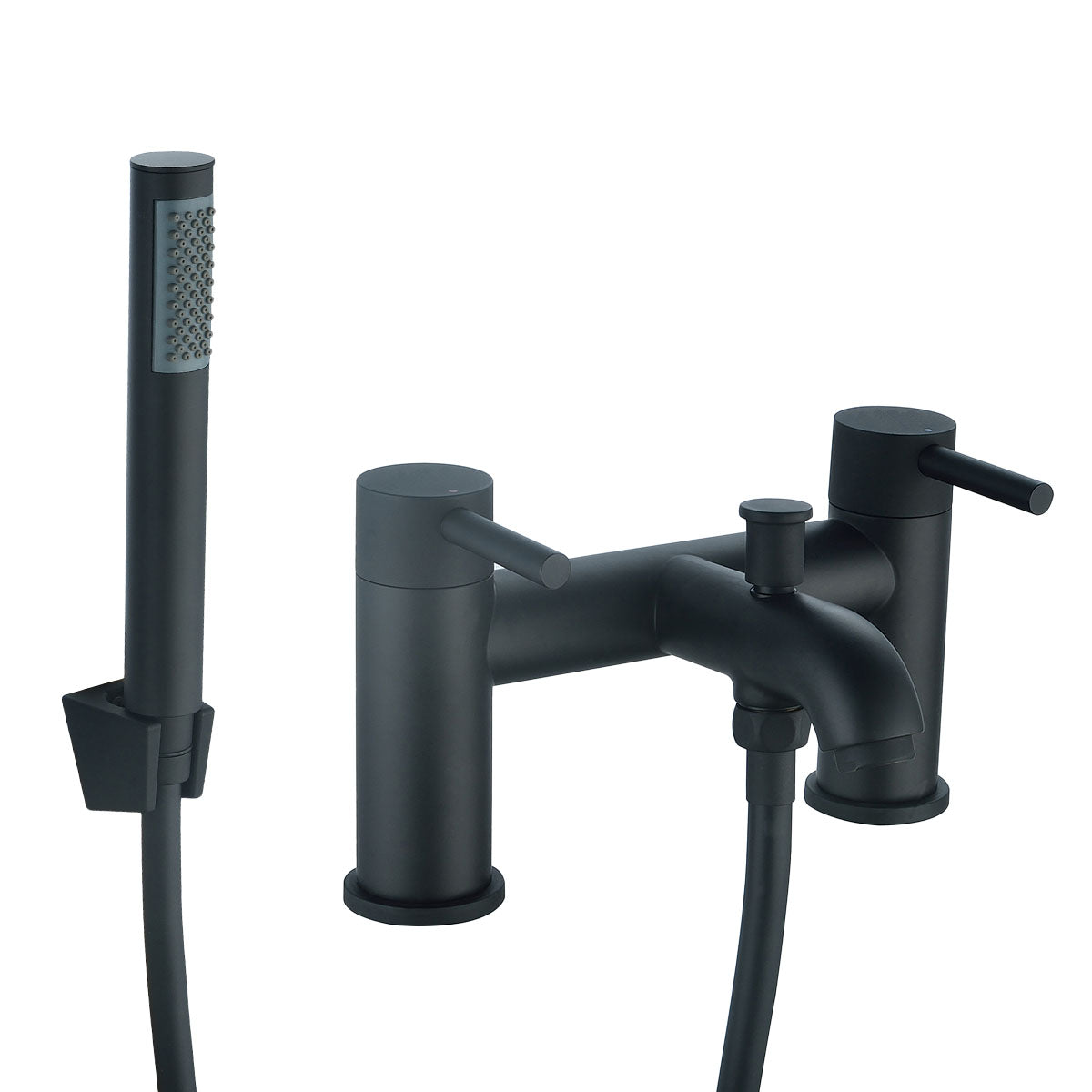 Deluxe Pembroke Deck Mounted Bath Shower Mixer With Handset Matt Black