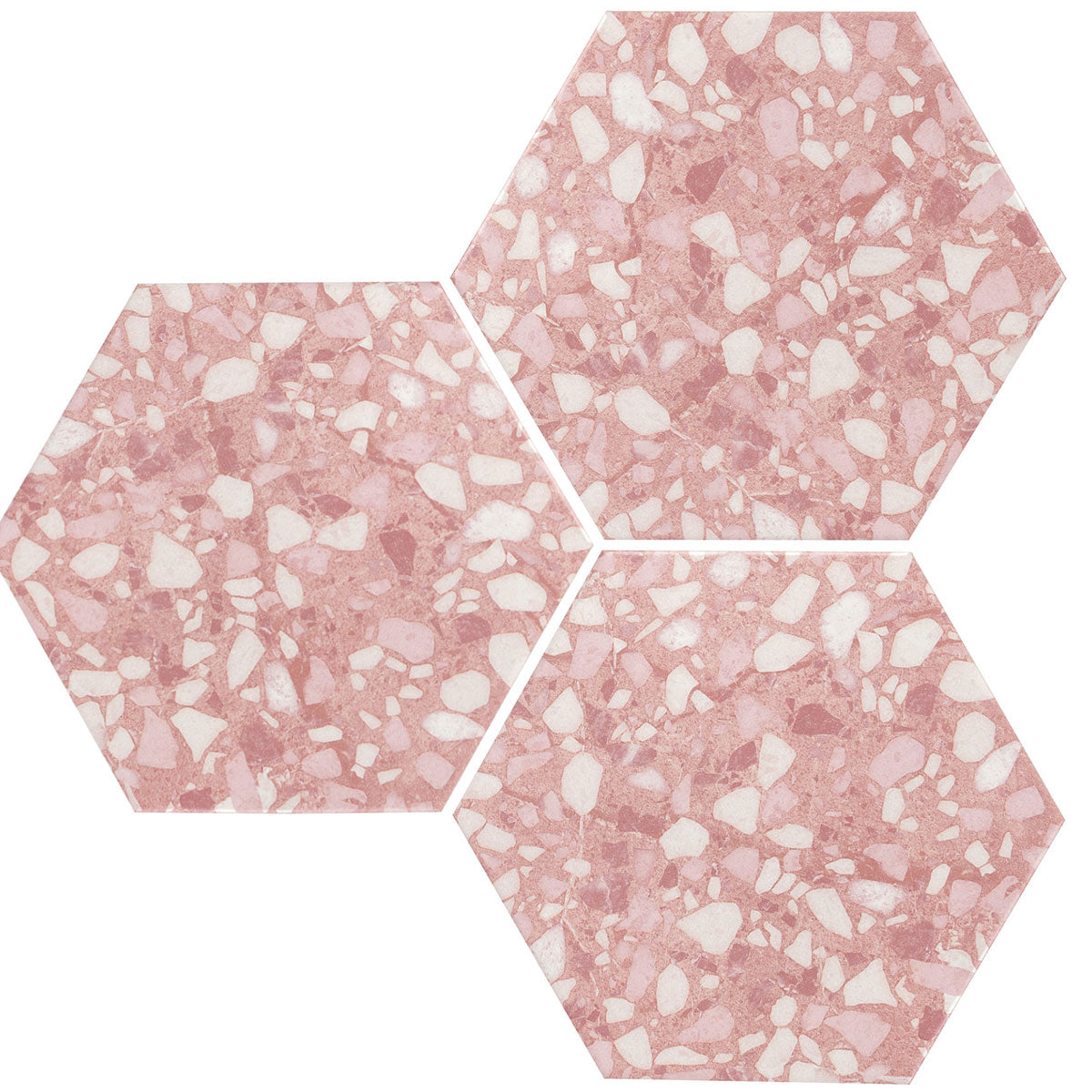 Deluxe Terrazzo Rose Hexagonal Porcelain Tile Matt Set