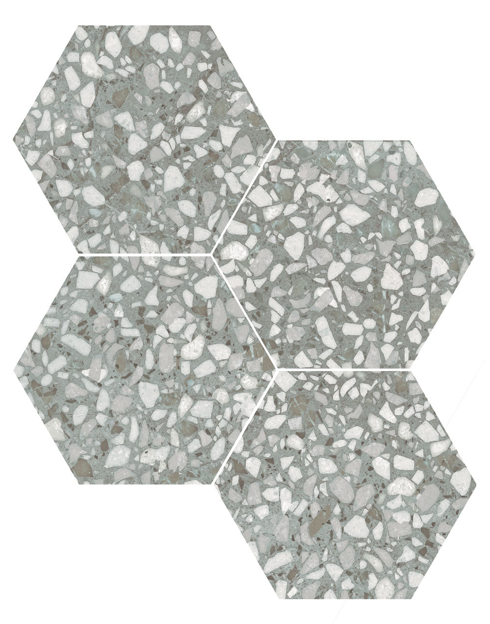 Deluxe Terrazzo Sage Hexagonal Porcelain Tile Matt Set