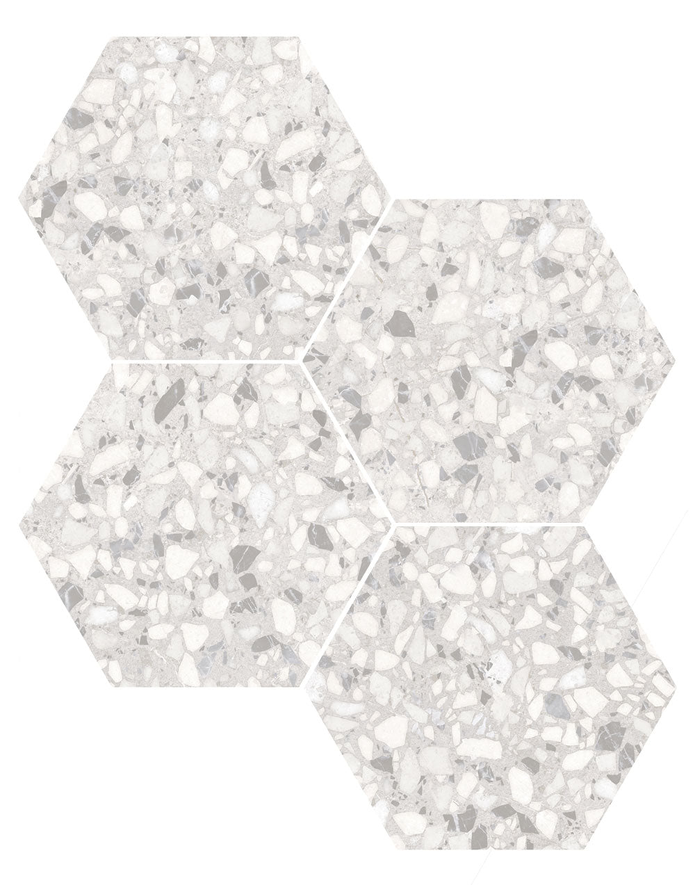 Deluxe Terrazzo Talc Hexagonal Porcelain Tile Matt Set