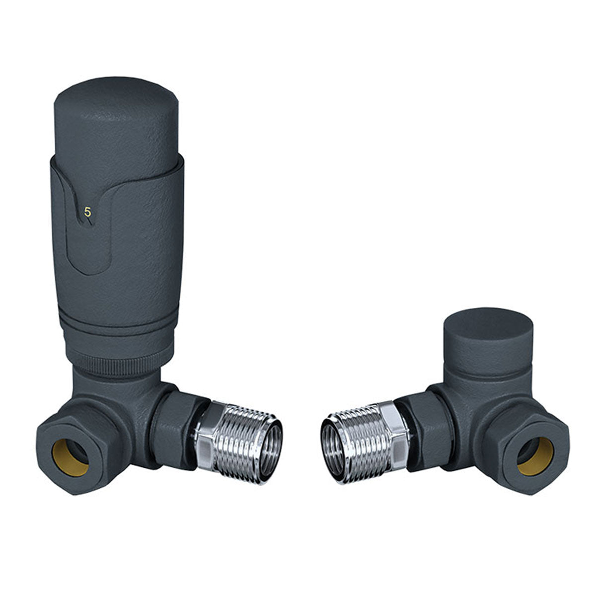 Deluxe Thermostatic Corner Rad Valves Anthracite