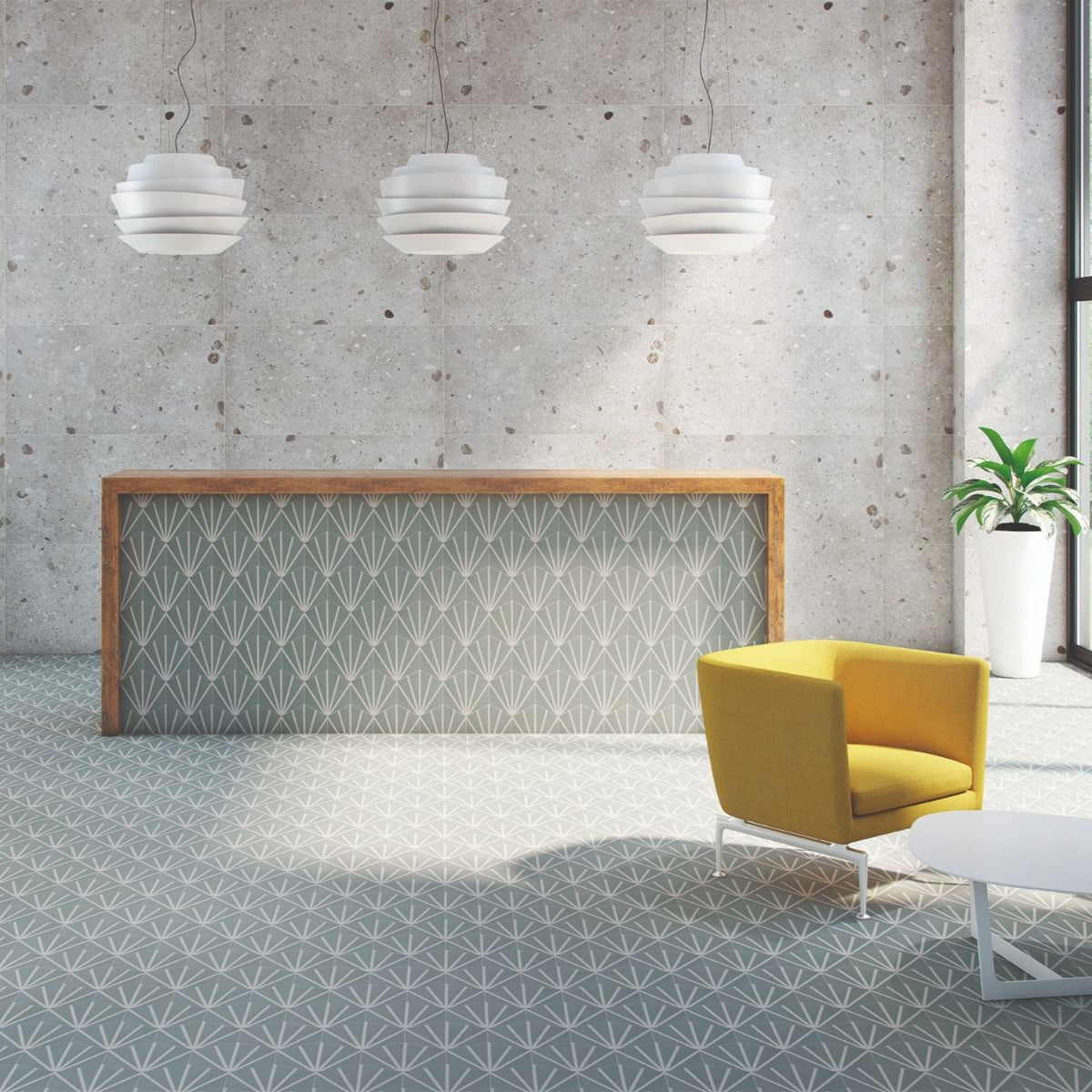 Deluxe Lilypad Aquamarina Porcelain Matt Tile 23x20cm