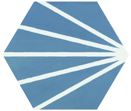 Deluxe Lilypad Azul Hexagon Matt Porcelain Tile 23x20cm