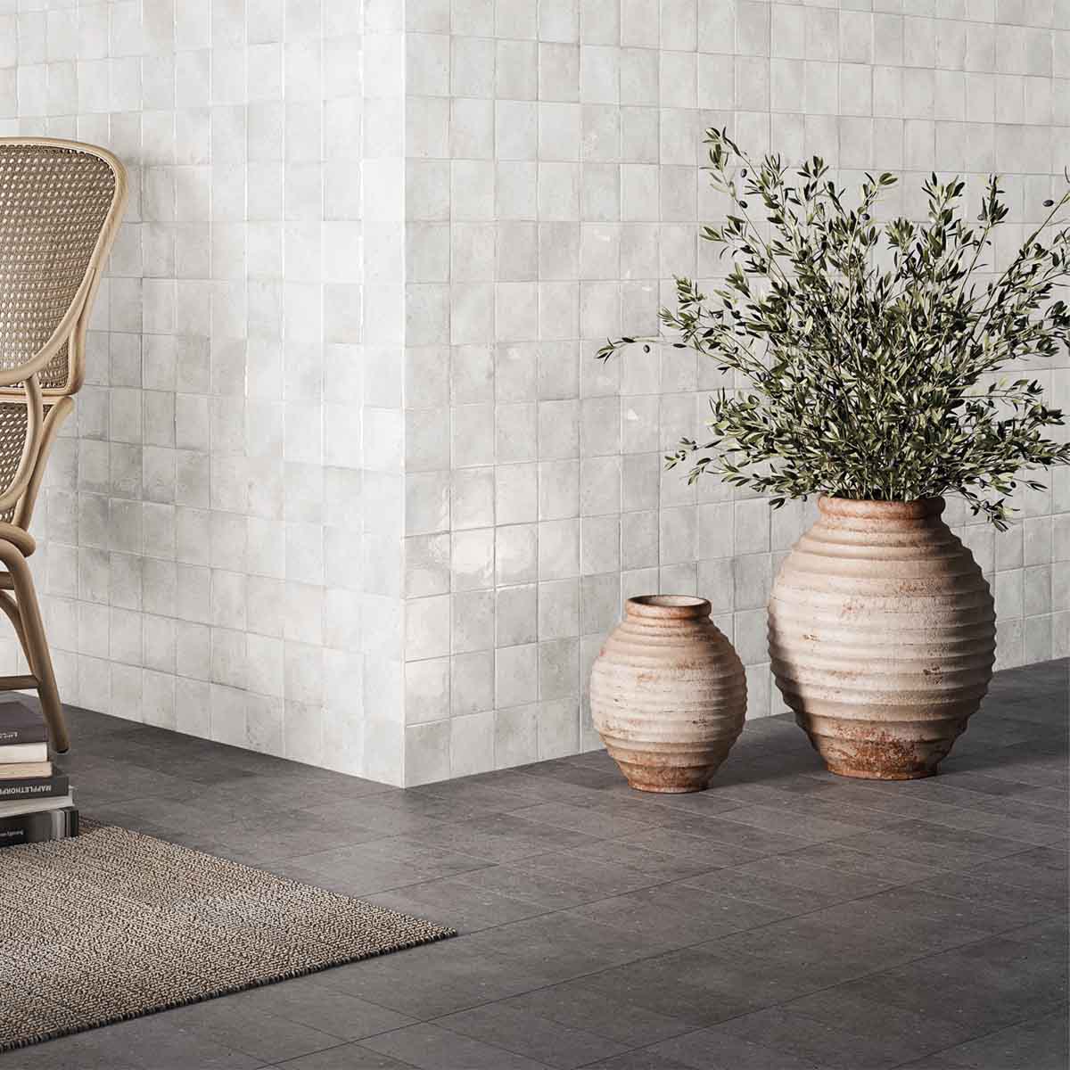 Dyroy White Decor Wall Tile 10x10cm Gloss Lifestyle