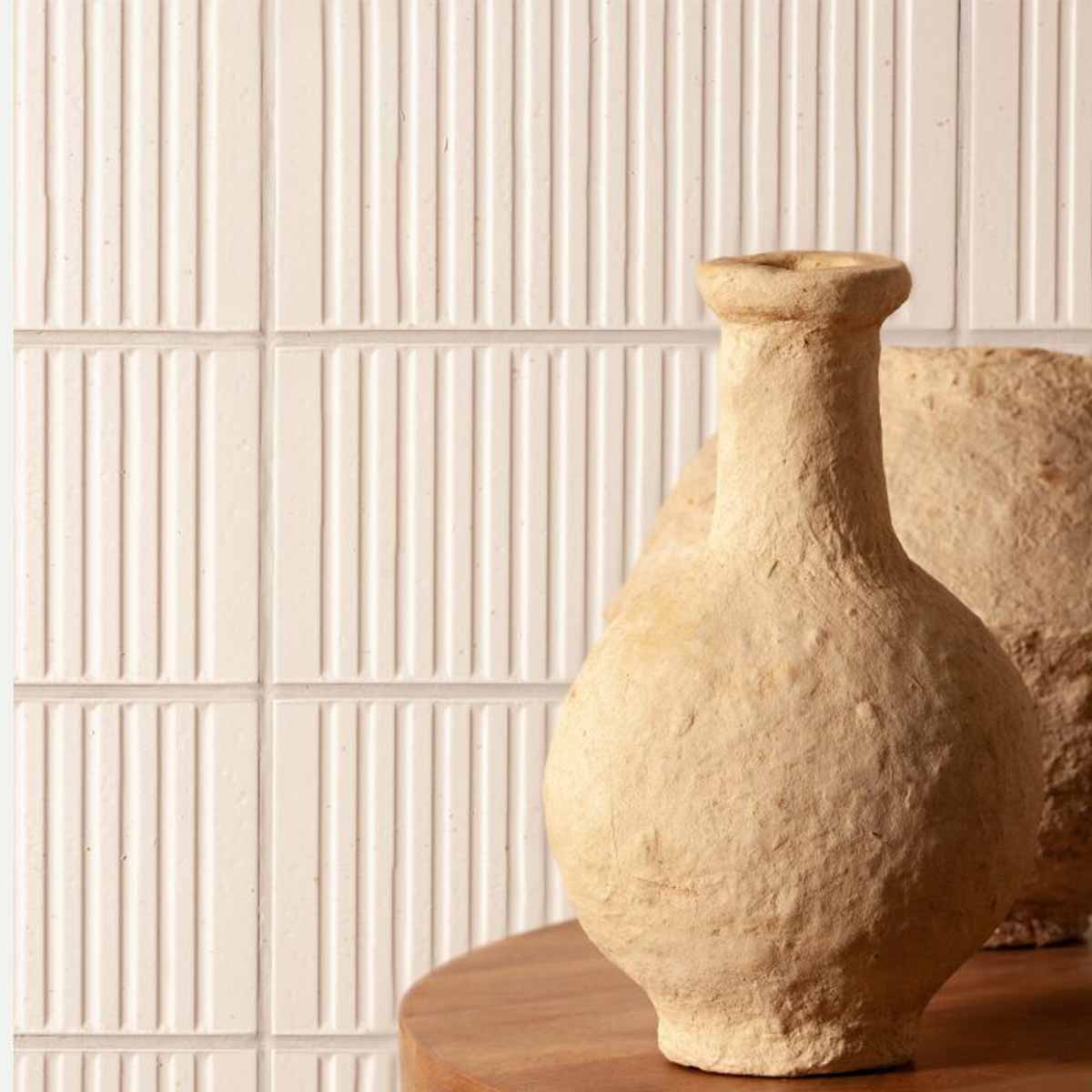 FS Loft White Ceramic Decor Wall Tile 20x40cm