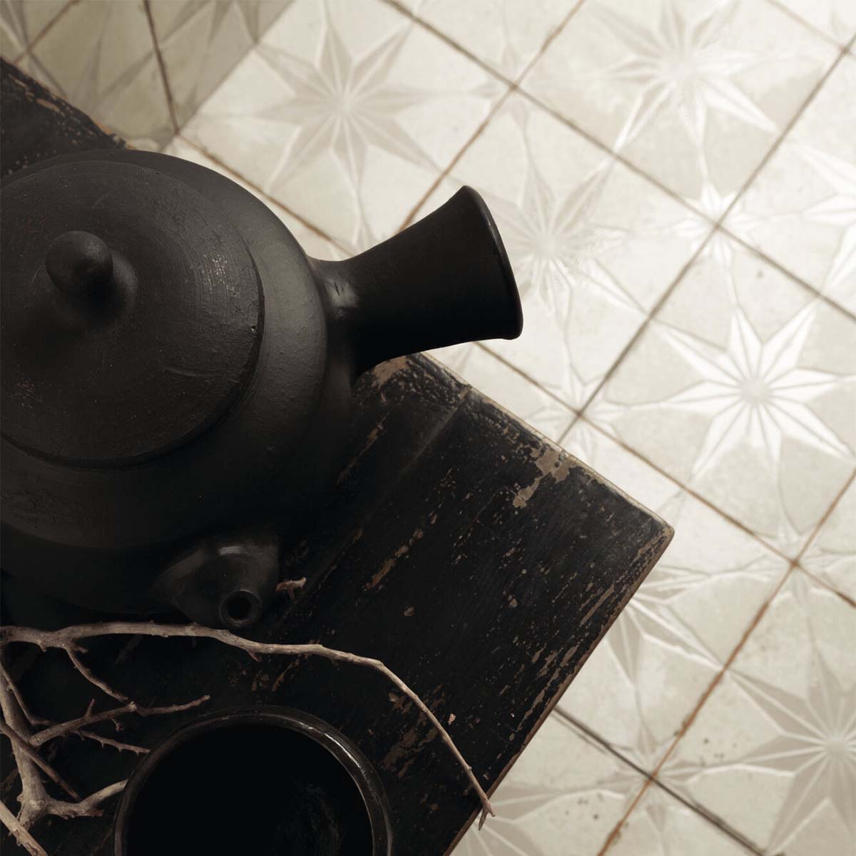 FS Star White 4D Pattern Tile 45x45cm Matte Lifestyle