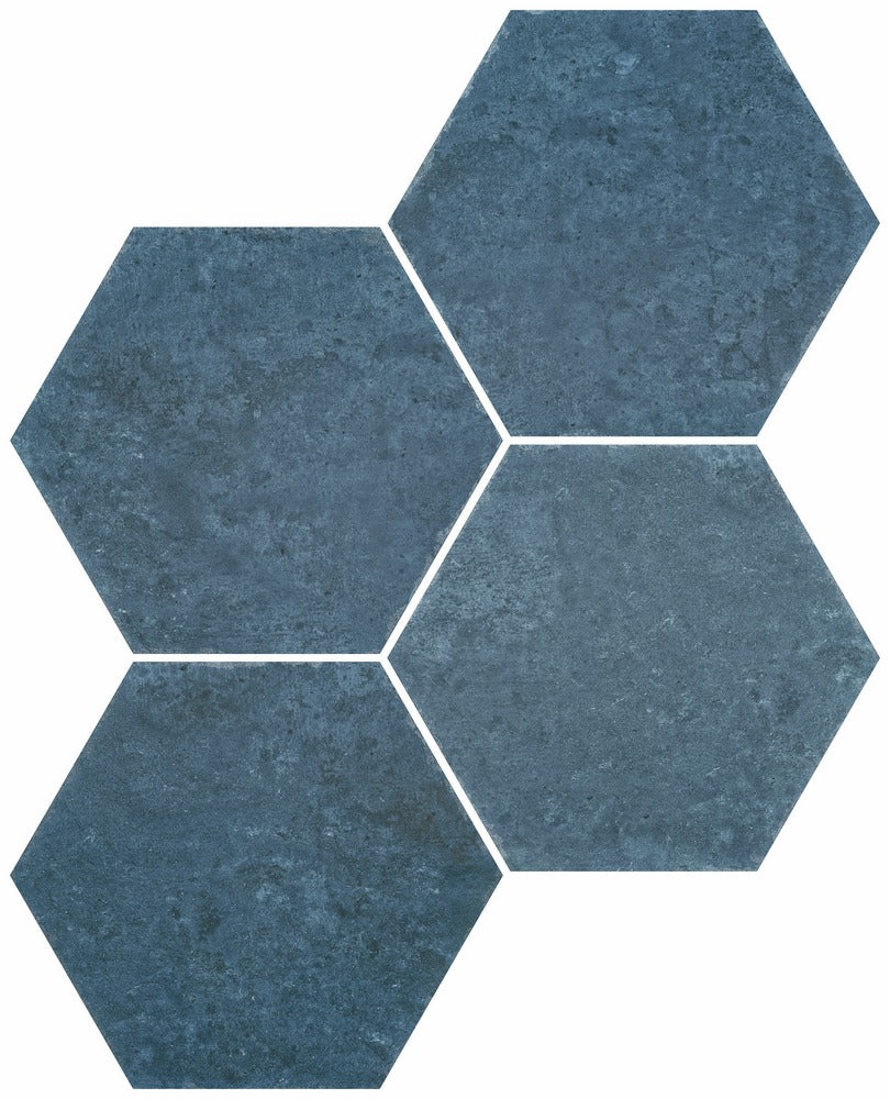 Fiori Azul Hexagonal Porcelain Tile Matt