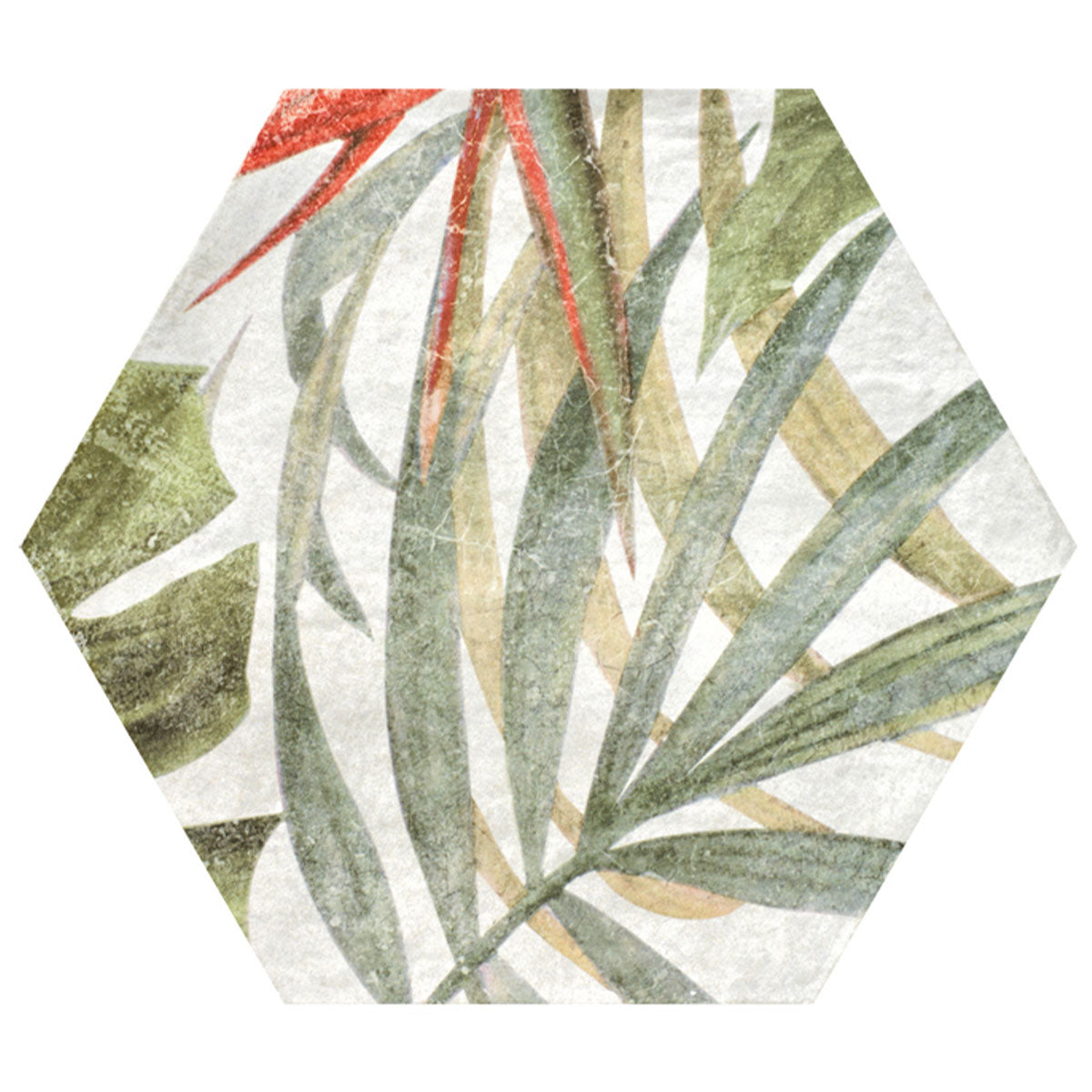 Fiori Blanco Decor White Hexagonal Porcelain Tile Matt