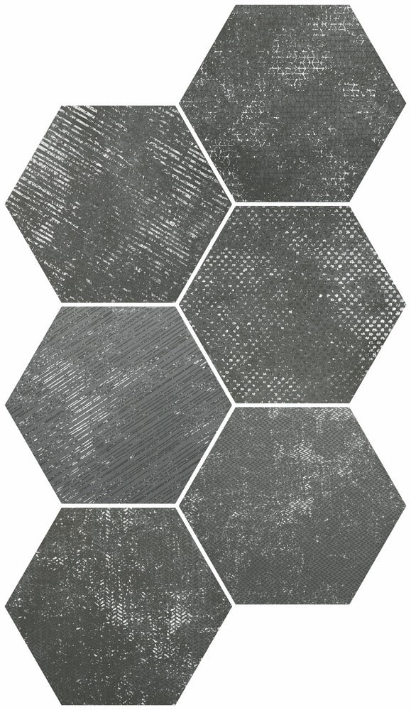 Fiori Lava Decor Hexagonal Porcelain Tile Matt